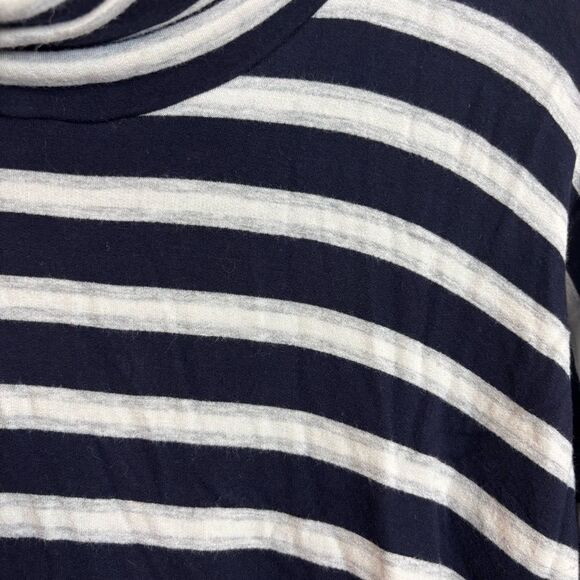 Lou & Grey Signaturesoft Long Sleeve Cowl Neck Navy White Stripe Cozy Top Small - Picture 6 of 6